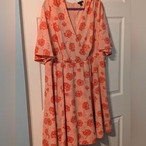 Floral Wrap Dress in Pink and Orange